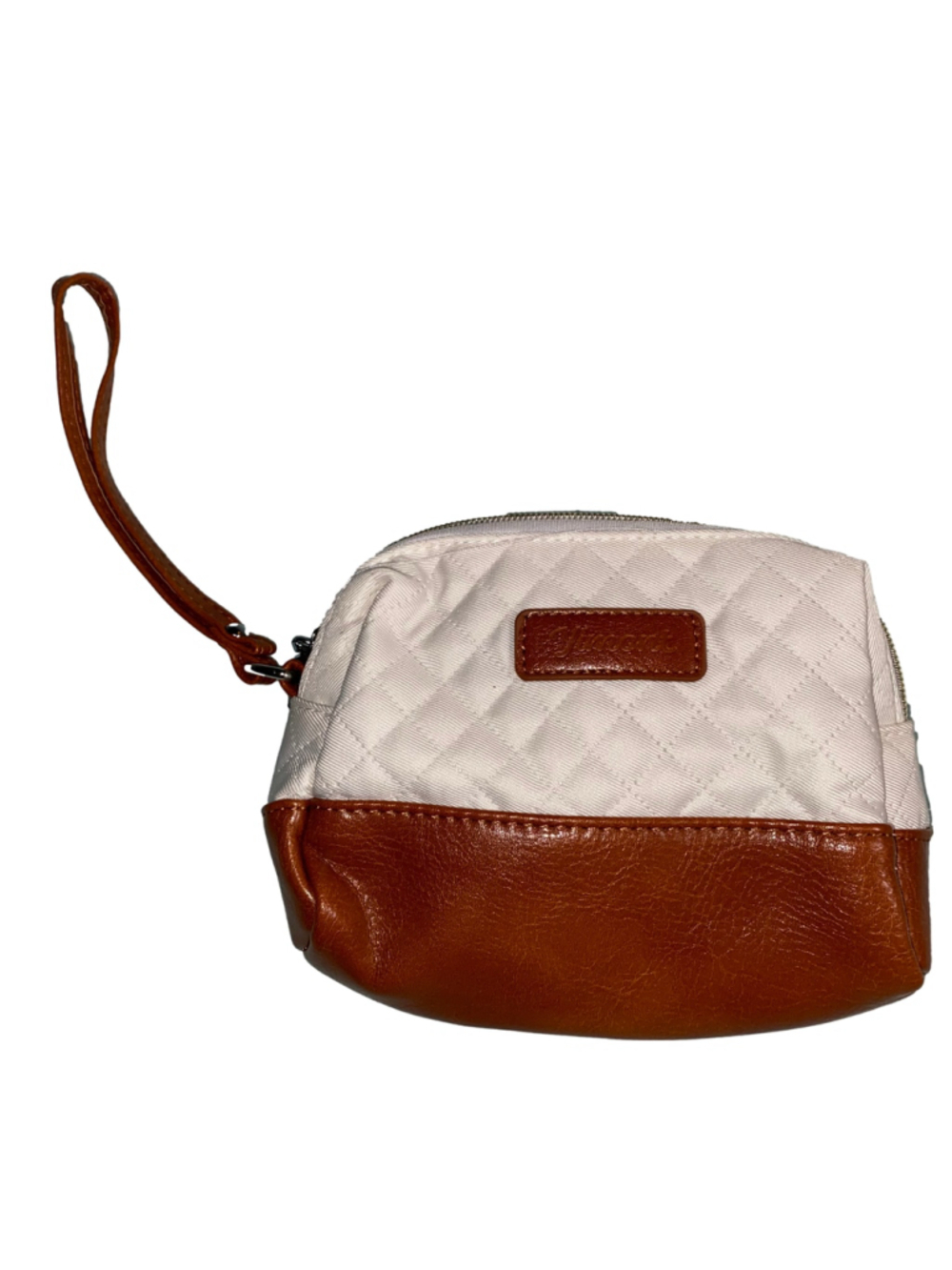 Women's Jiment Cosmetic Bag One Size White and Brown Quilted Pouch